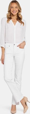 NYDJ Womens NYDJ Marilyn Jeans Optic White Denim Straight Leg Zip Fly Ankle RED1139