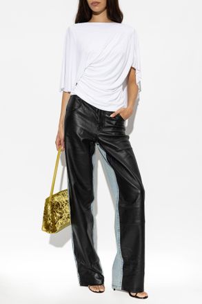 CHRISTOPHER ESBER Jeans With Leather Front, Womens, Black