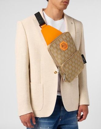 Philipp Plein Cross Body Bag Jacquard Monogram Men in Beige/orange at Nordstrom