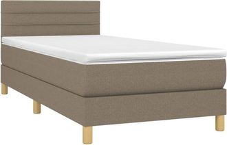 vidaXL Vidaxl - Cama Box Spring Con Colch&oacute;n Led Tela Gris Taupe 100x200 Cm