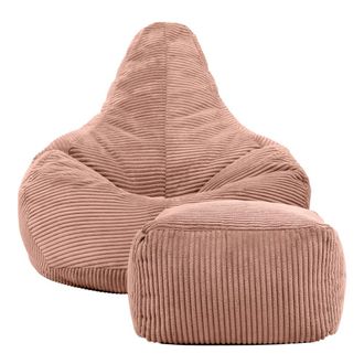 Icon Brand Puf reclinable con reposapi&eacute;s en respaldo alto y pana rose