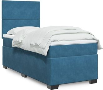 vidaXL Vidaxl - Cama Box Spring Con Colch&oacute;n Terciopelo Azul 100x200 Cm