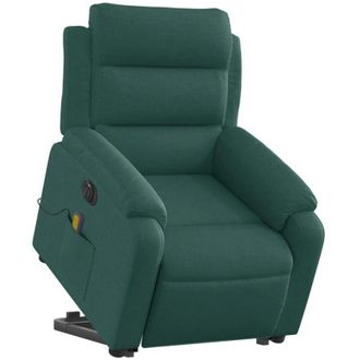 vidaXL Vidaxl - Sill&oacute;n Masaje El&eacute;ctrico Reclinable Elevable Tela Verde Oscuro