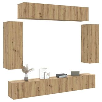 Berkfield Home 6 Piece TV Cabinet Set Wall-mounted Artisan Oak Engineered Wood in Brown