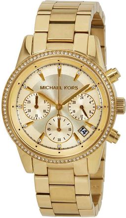 Michael Kors Ritz Chronograph Gold Dial Ladies Watch MK6356