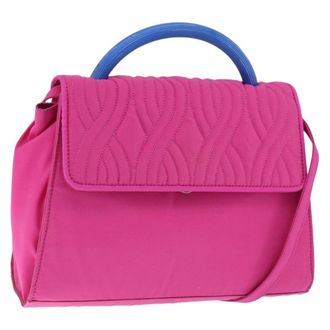 Fendi Top Handle Flap Bag Nylon Pink Nylon Handbag (Pre-Owned)