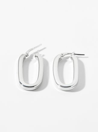 Simons Womens Silver oval Hoop Earrings