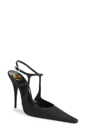 Saint Laurent Doville Ankle Strap Pump in Noir at Nordstrom, Size 10.5Us