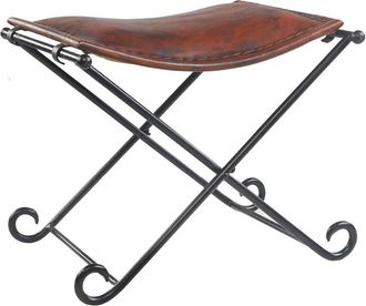 LR Home Lr Home Annes Leather Classic Upholstered Stool