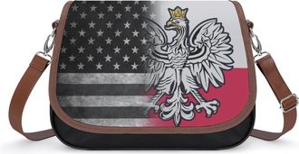 Generic Vintage US & Polish Flag Fashion Womens Crossbody Bags Novelty Handbag Shoulder Bag Purse