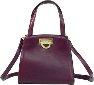 Celine Handbag Leather Purple Leather Handbag (Pre-Owned)