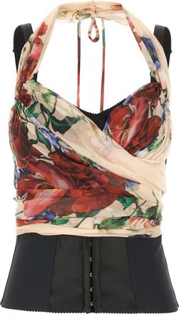 Dolce & Gabbana Printed Stretch Silk Blend Top