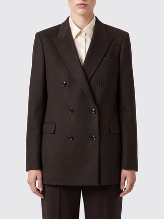 Tagliatore Blazer doppiopetto in puro cashmere marrone con rever a lancia