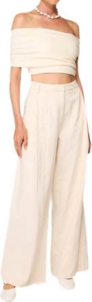 Line & Dot Devin Front Pleats Pants In Ecru