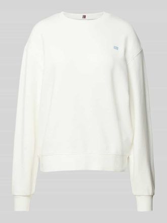Tommy Hilfiger Sweatshirt mit Logo-Stitching in Ecru, Größe XXL