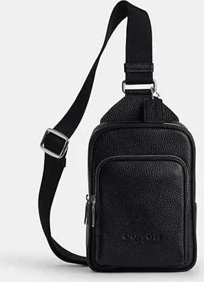 Coach Mens Racer Sling Pack in Black | Leather