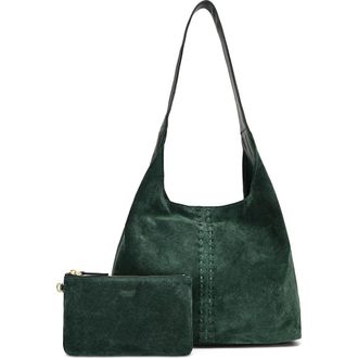 OLD TREND Hydrangea Genuine Leather Suede Classic Hobo Bag in Kale at Nordstrom