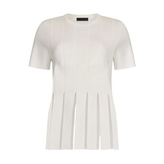 Liu Jo Round-neck Knitwear, female, White, Size: XS Jumper with fringes