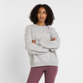 New Balance Sweatshirt NEW BALANCE Flower Shoe Crew, Damen, Gr. L, grau (athletic grau (053)), Obermaterial: 60% Baumwolle, 40% Polyester, Sweatshirts Sweatshirt