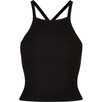 Urban Classics Dames/Dames Ribgebreide Top met Kruisrug (Zwart)
