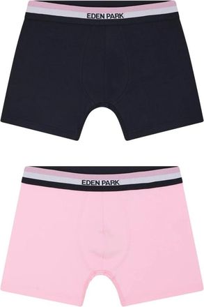 Eden Park Set van twee effen kleur stretch katoenen jersey boxers met driekleurige marineblauwe en roze elastische tailleband - Dames - Onderbroek - Veelkleurig