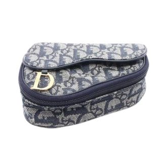 Dior Pre-owned Saddle Trotter Canvas Leather Bag - Dames - Pre-owned - Blauw - Maat: ONE Size Leer