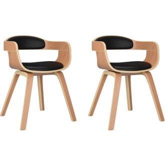 vidaXL Sillas De Comedor 2 Uds Madera Curvada Y Cuero Sint&eacute;tico Negro Vidaxl