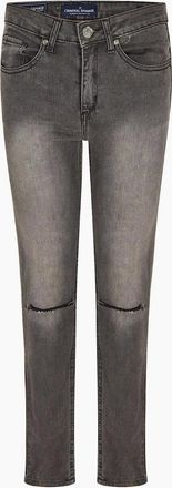 Criminal Damage Womens Ripper Distressed Mid Rise Skinny Jeans - Grey - Size: 30 l32