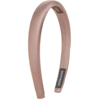 Tasha Skinny Padded Satin Headband in Brown at Nordstrom