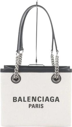 Balenciaga Pre-owned Canvas Tote Bag - Dames - Vintage Shopper - Beige - ONE Size - Leer - Vintage