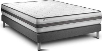 VITALIT Base Tapizada Gris + Colch&oacute;n Con Muelles Y Viscoel&aacute;stica 140 X 200