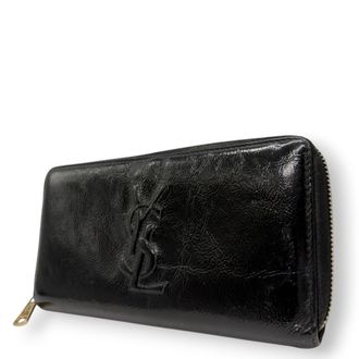 Saint Laurent Black Patent Leather Long Wallet (Bi-Fold) (Pre-Owned)