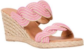 Andr&eacute; Assous Nolita Twist Wedge Slide Sandal in Natural/pink at Nordstrom, Size 10