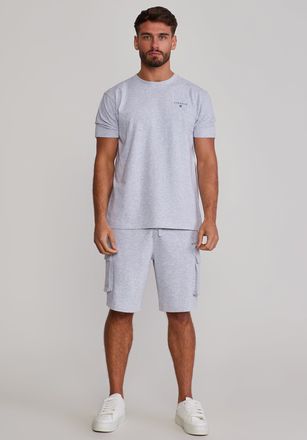 Siksilk Mens Grey Marl T-Shirt and Shorts Set XXL