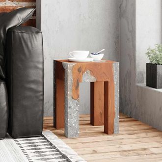 vidaXL Taburete De Madera Maciza De Teca Y Resina Vidaxl