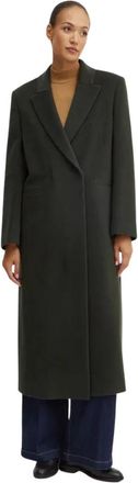 Liviana Conti Double-Breasted Lapel Coat - Dames - Mantel - Groen - S - Wol - Jassen