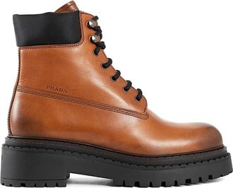 Prada Schoenen, Dames, Bruin, 36 EU, Leer, Stijlvolle Leren Laarzen voor Vrouwen