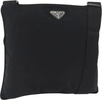Prada Pre-owned Cross Body Bags, female, Black, Size: ONE SIZE Pre-owned Nylon Cross Body Bag