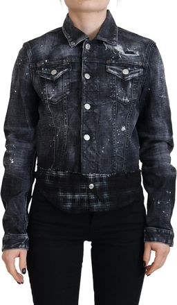 Dsquared2 Dsquared&sup2; Washed Cotton Distressed blue Womens Jacket (Pre-Owned)
