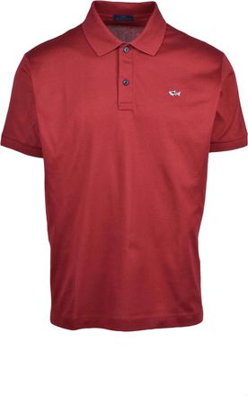 Paul & Shark Red Cotton Embroidered Polo Shirt