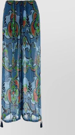 Etro viscose blend wide leg floral trousers