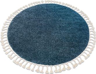 RugsX Rugsx - Alfombra Berber 9000 Circulo Azul Franjas Bereber Marroqu&iacute; Shaggy Blue Circulo 120 Cm