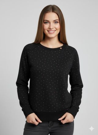 Ragwear Sweatshirt RAGWEAR JOHANKA MULTIDOTS O, Damen, Gr. XXL, schwarz, Sweatware, Obermaterial: 70% Baumwolle, 30% Polyester, bedruckt, gepunktet, normal, R