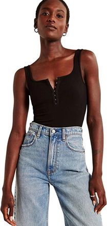 Abercrombie & Fitch Bodysuit Womens Black Seamless Rib Stretch One Piece JZZ164