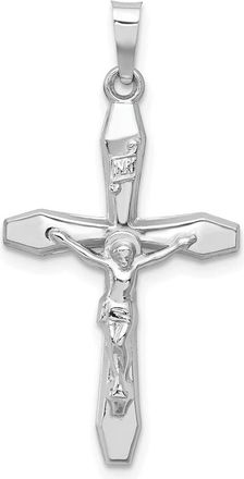 Diamond2Deal 14k White Gold Polished INRI Crucifix Pendant
