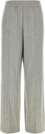 Brunello Cucinelli Embroidered Wool Blend Pant - female - Brunello Cucinelli - Cropped Trousers - Gray - XS - Trousers