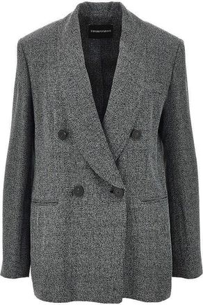 Emporio Armani Moulin&eacute; fabric double-breasted jacket Woman 42