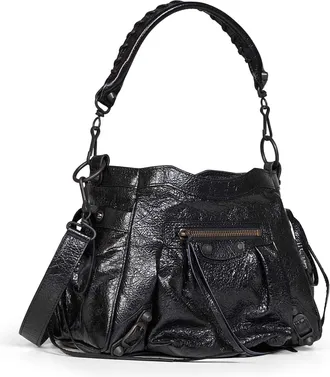 Balenciaga Womens Bucket Bag Le City Black Goatskin Handbags Hand