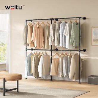 Woltu Asta Appendiabiti Da Muro Con 4 Barre In Metallo Nero - Woltu