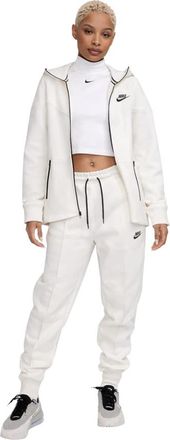Nike Tech Fleece Windrunner Full-Zip Hoodie - Dames - Trainingspakken - Wit - S - Katoen - Fitness